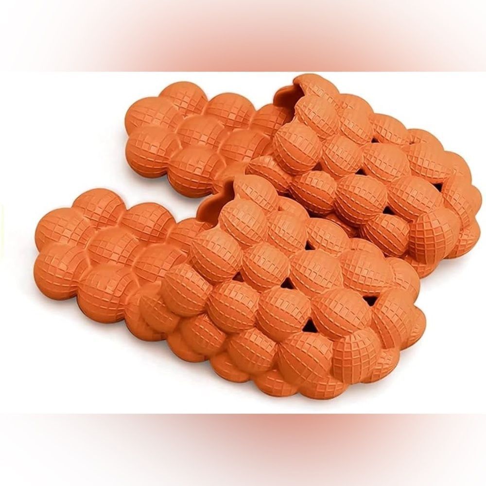 Amazon Orange Bubble Textured Mules